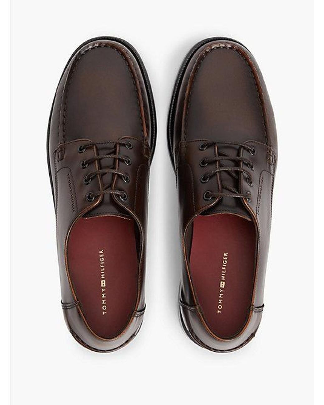 Tommy Hilfiger Brown New York Label Leather Lace Up Shoes for men