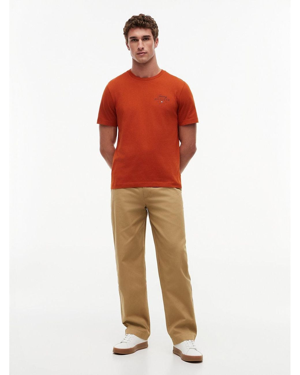 Tommy Hilfiger Red Logo Jersey Crew Neck T-Shirt for men