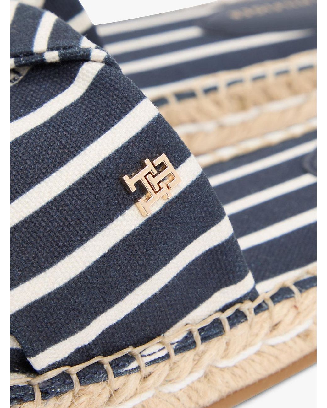 Tommy Hilfiger Multicolor Canvas Th Monogram Stripe Espadrille Mules