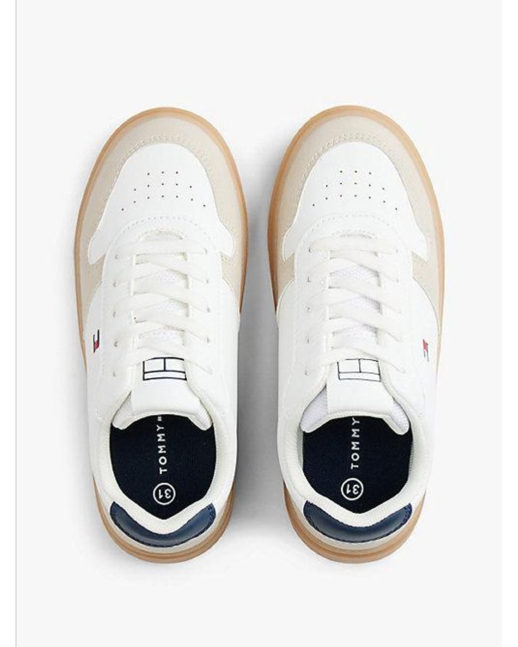 Tommy Hilfiger White Flag Mixed Texture Trainers