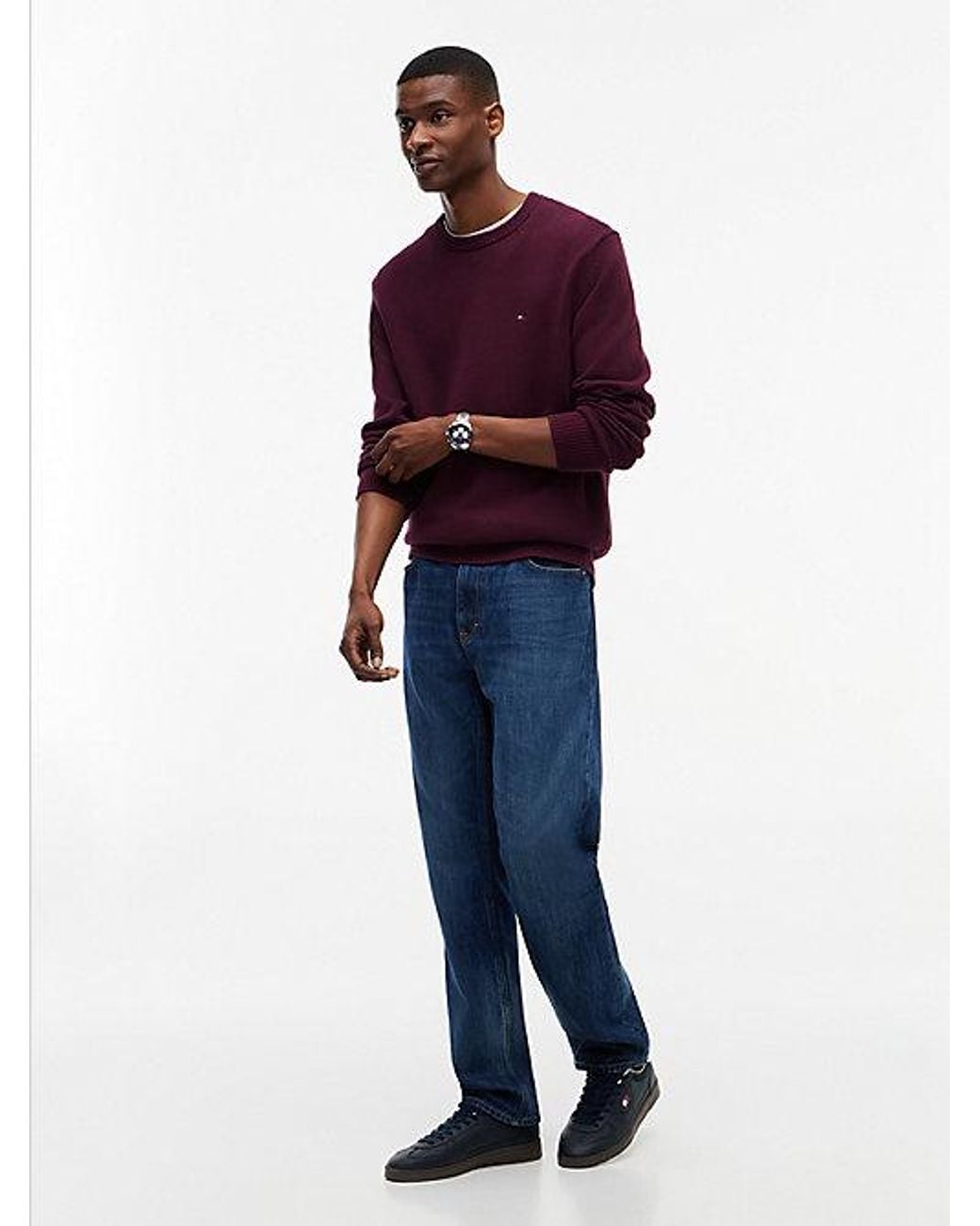 Tommy Hilfiger Purple Tommy Jeans Tommy Flag Textured Slim Jumper for men