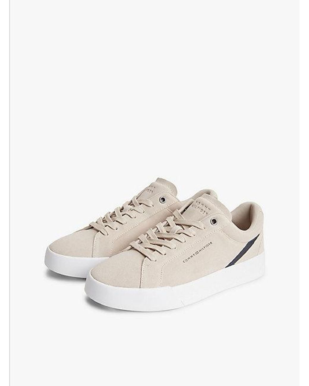 Tommy Hilfiger White Suede Court Trainers for men