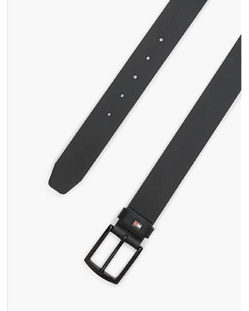 Tommy Hilfiger Black Denton Matte Leather Belt for men