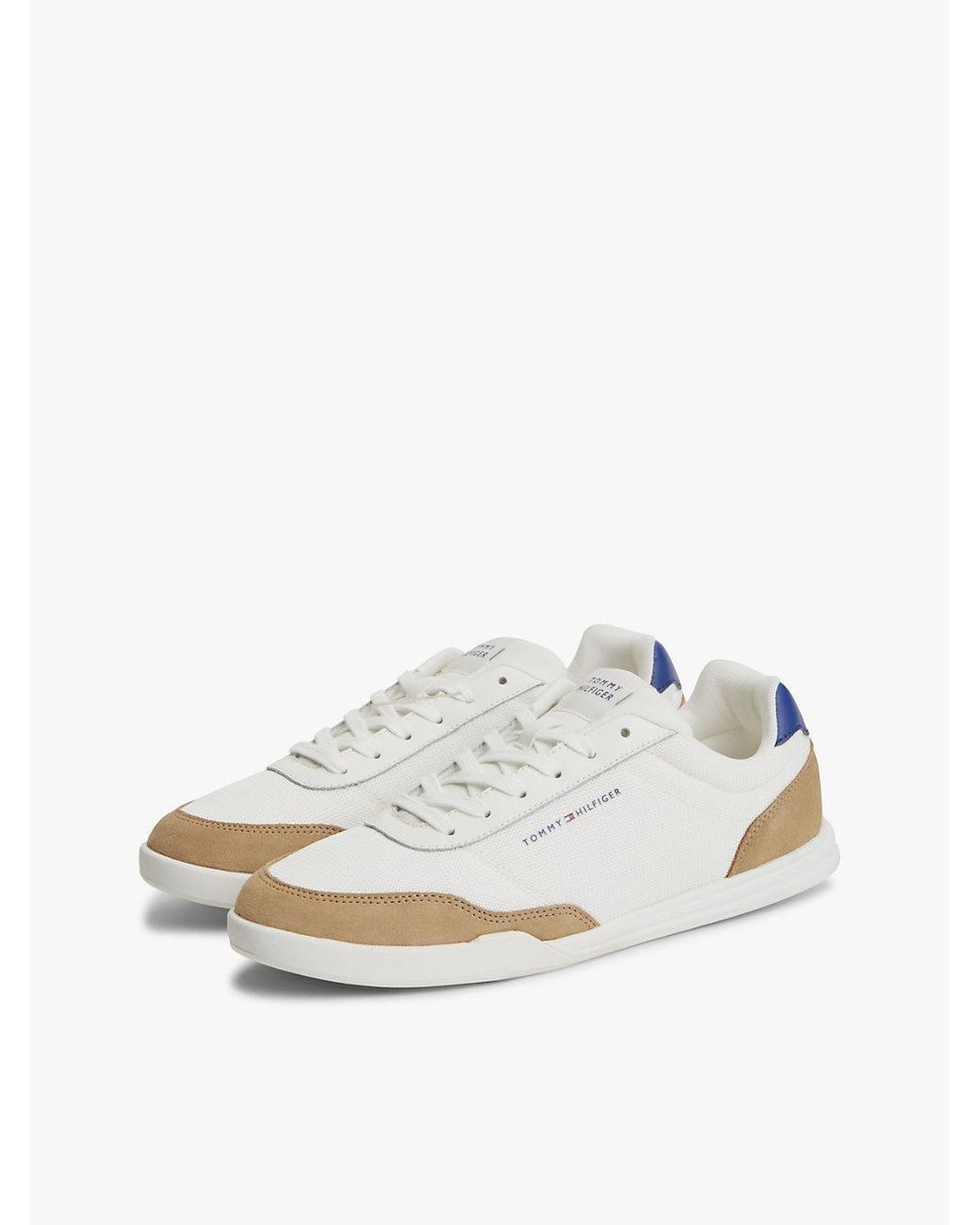 Tommy Hilfiger White Mixed Texture Low Profile Cupsole Trainers for men