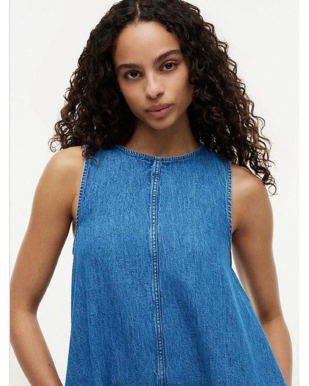 Tommy Hilfiger Blue Chambray Sleeveless Mini A-Line Dress