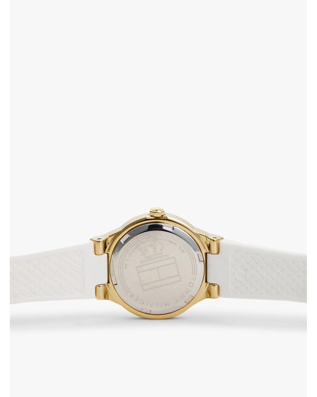 Tommy Hilfiger Metallic Silicone Strap-Plated Watch