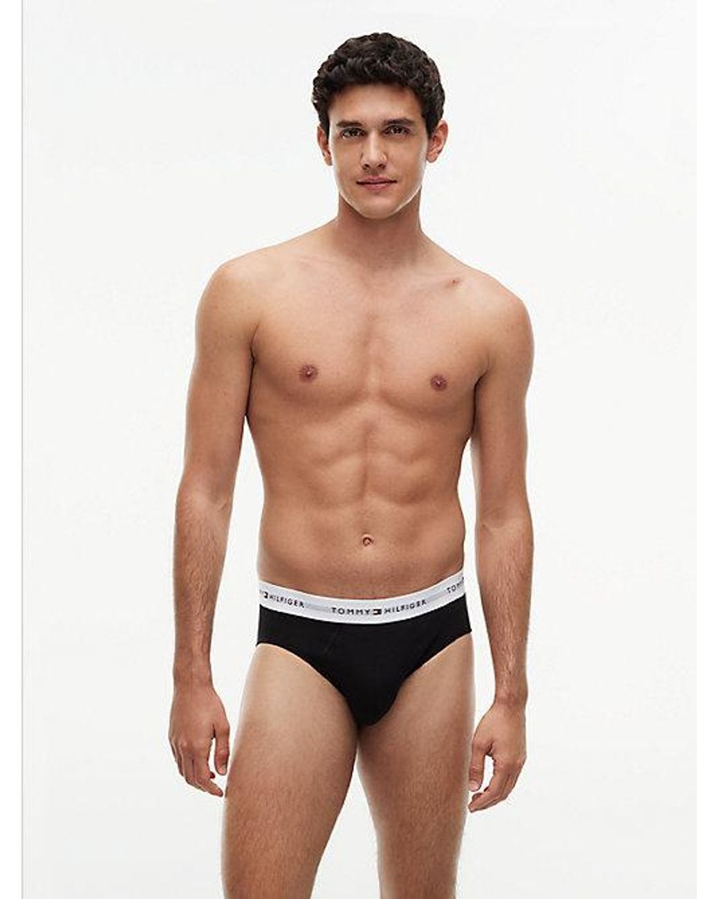 Tommy Hilfiger Black 5 Pack Signature Repeat Logo Waistband Briefs for men