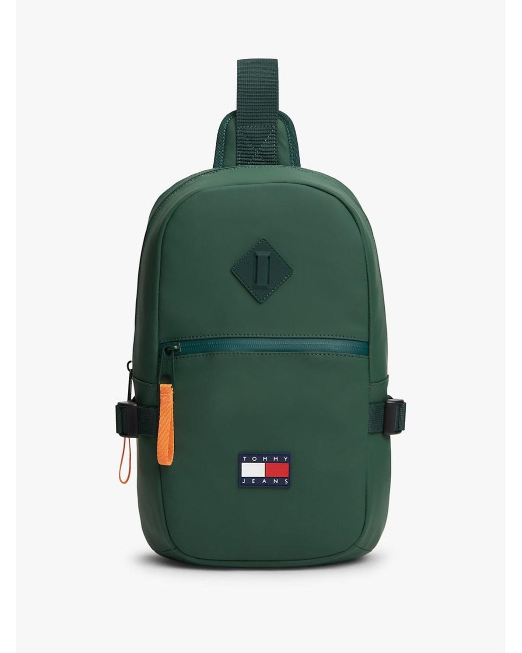 Tommy Hilfiger Green Rubberised Logo Crossbody Sling Bag for men