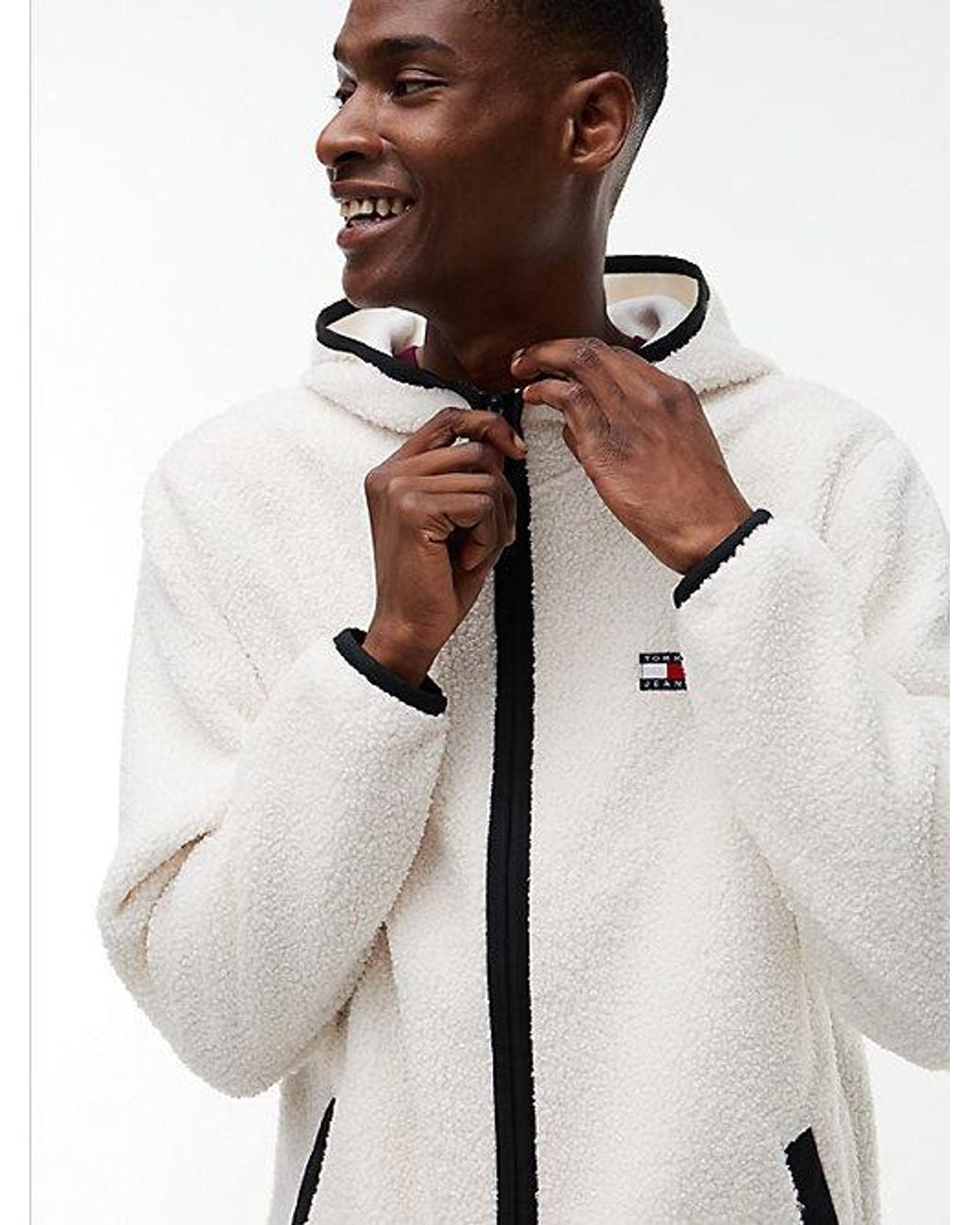 Tommy Hilfiger White Tommy Jeans Badge Teddy Jacket for men