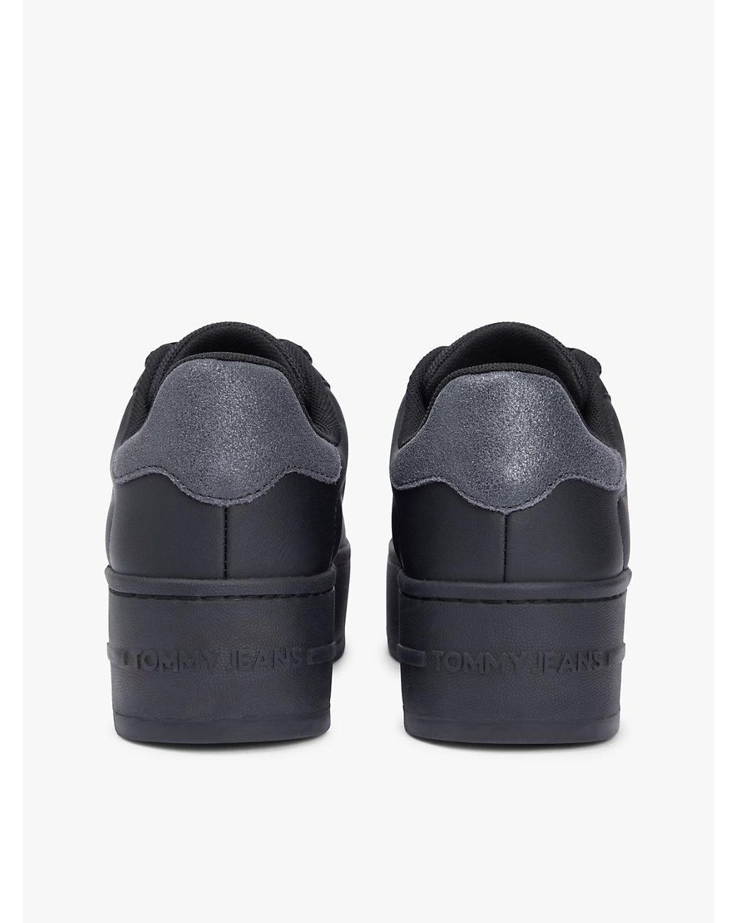 Tommy Hilfiger Blue Essential Logo Platform Trainers With Leather