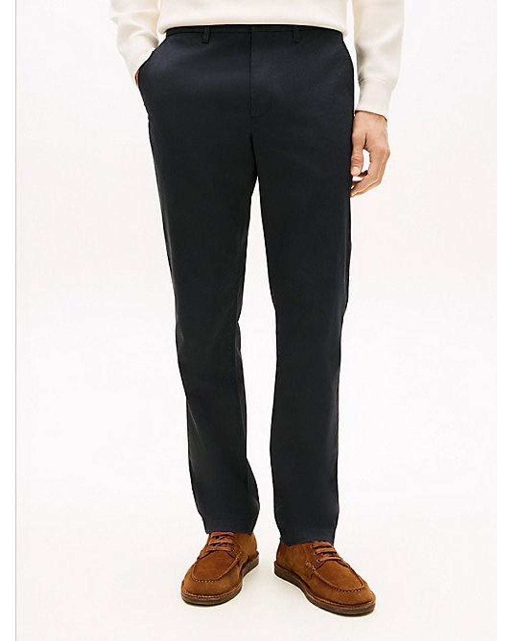 Tommy Hilfiger White Denton Micro Print Straight Leg Chinos for men