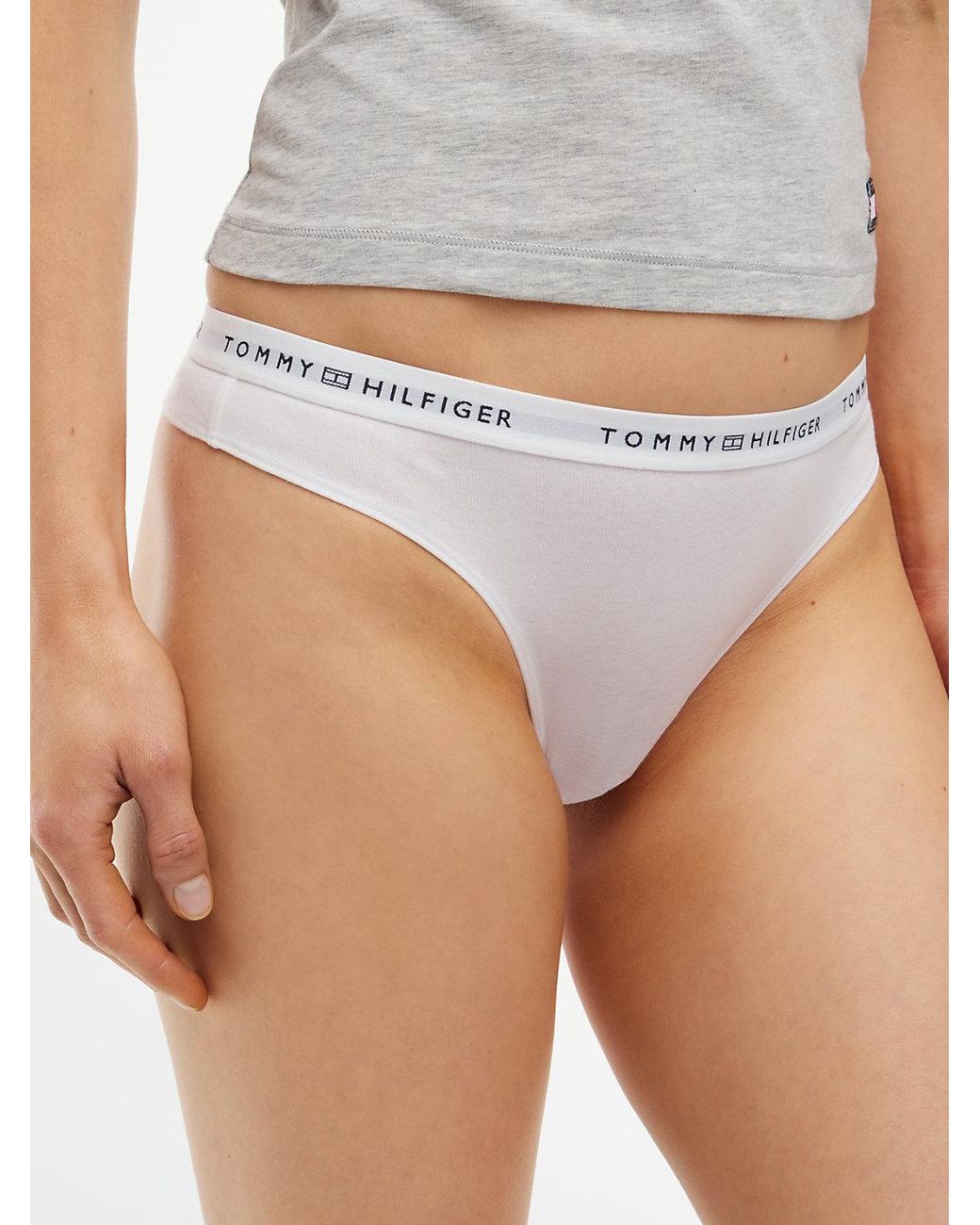 Tommy Hilfiger Blue Repeat Logo Waistband Thong