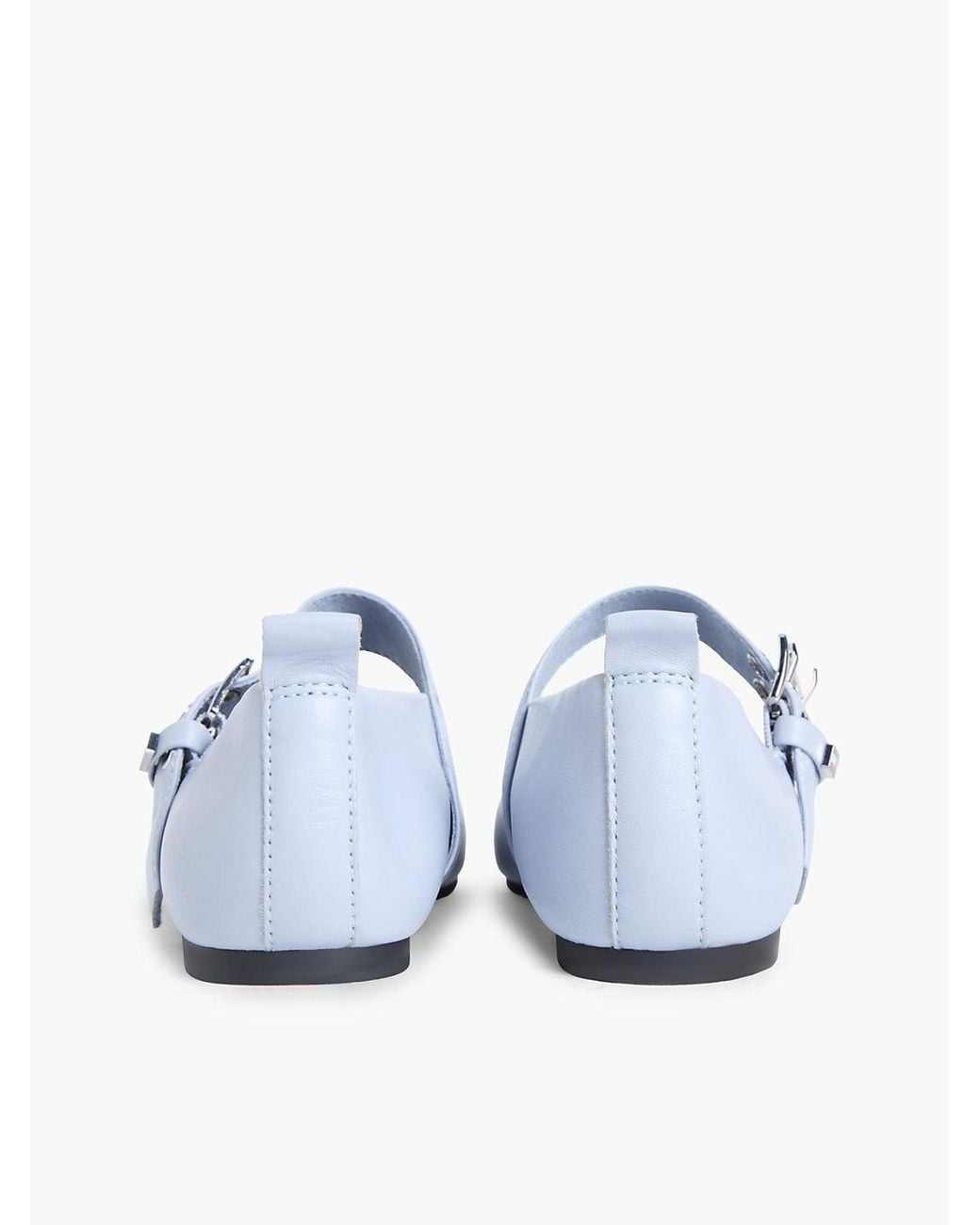Tommy Hilfiger White Leather Buckle Ballerinas