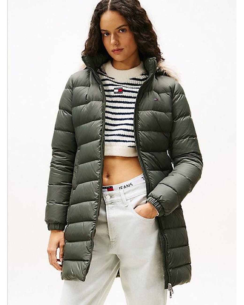 Tommy Hilfiger White Shiny Water Repellent Down Puffer Coat