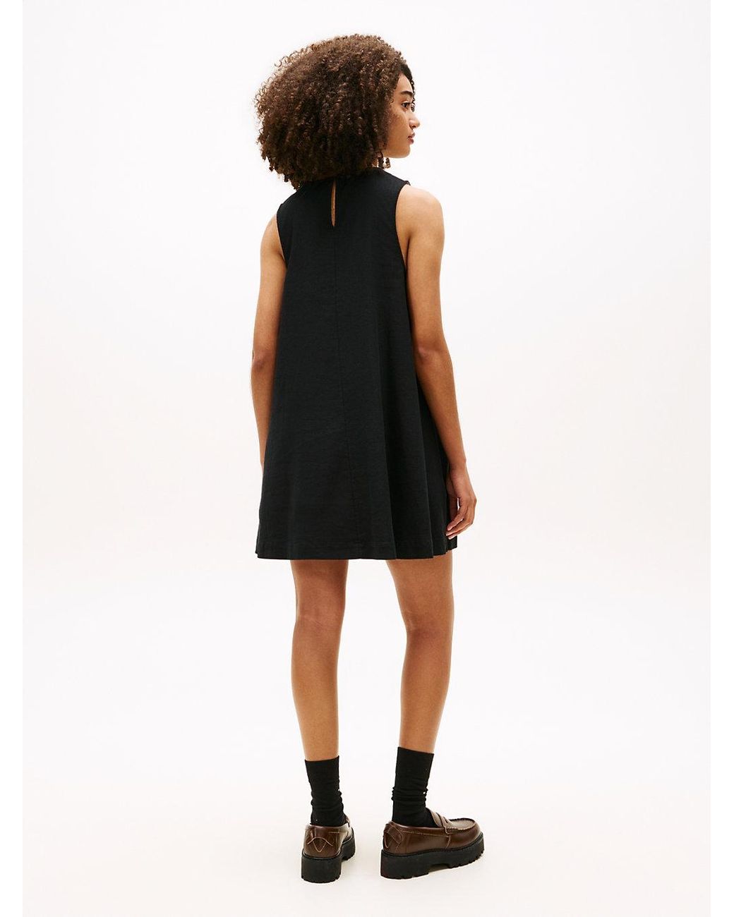 Tommy Hilfiger Black Slim Linen Blend Mini A-line Dress