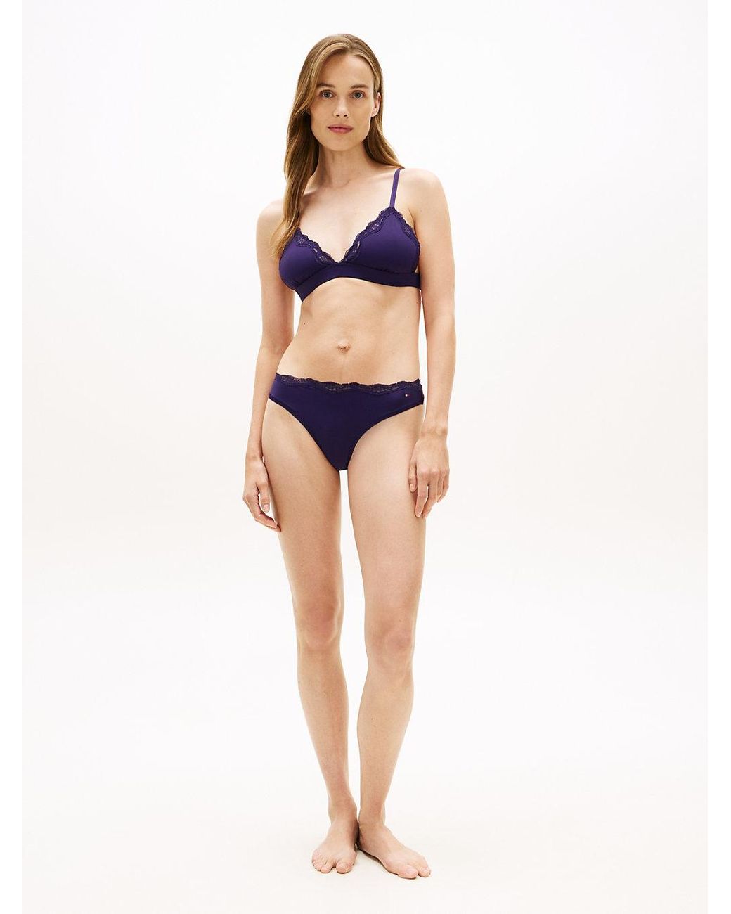 Tommy Hilfiger Blue Lace Trim Microfibre Triangle Bra