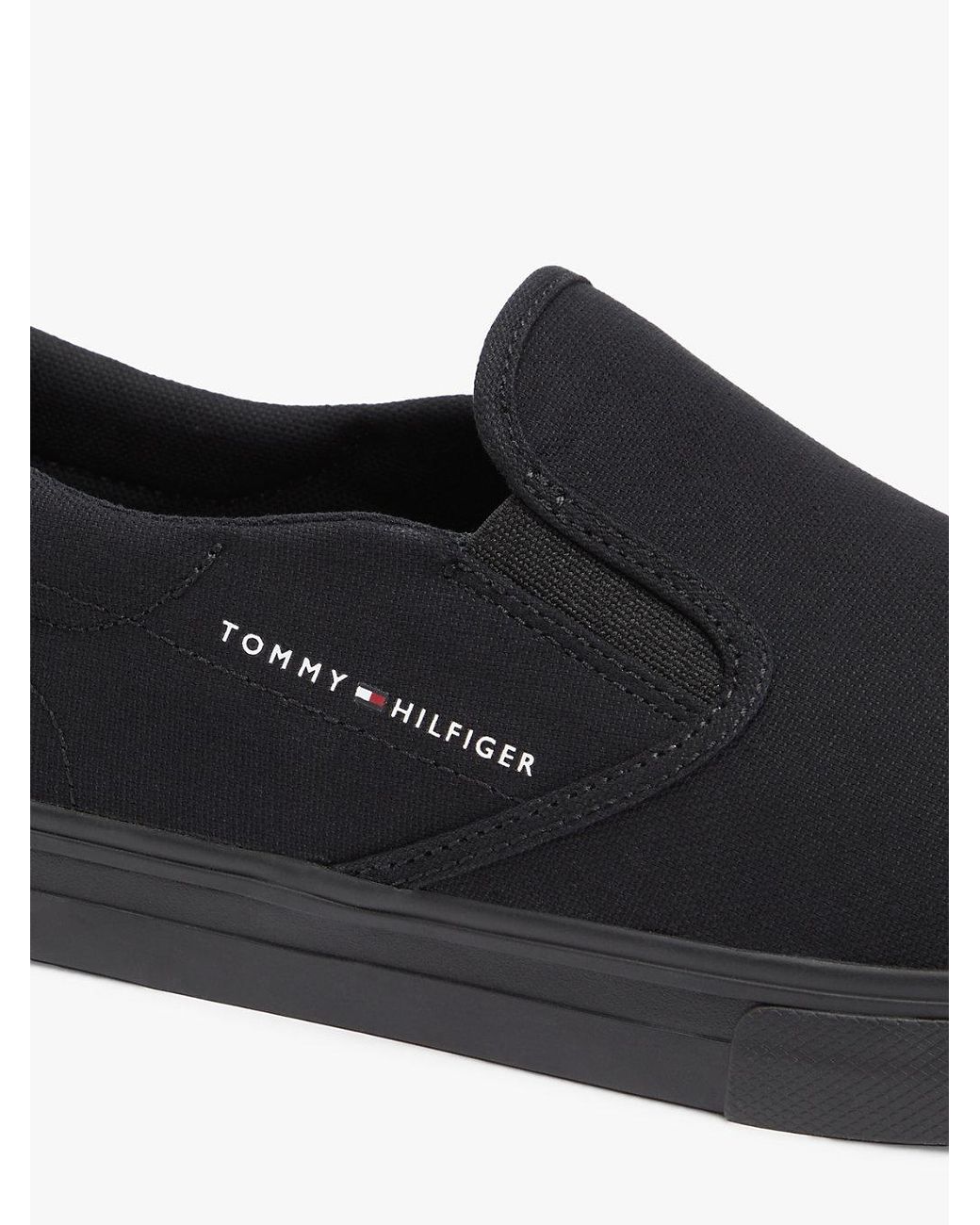 Tommy Hilfiger Black Canvas Slip-On Trainers for men