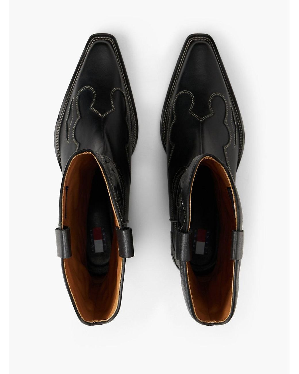 Tommy Hilfiger Black Archive Leather Cowboy Boots