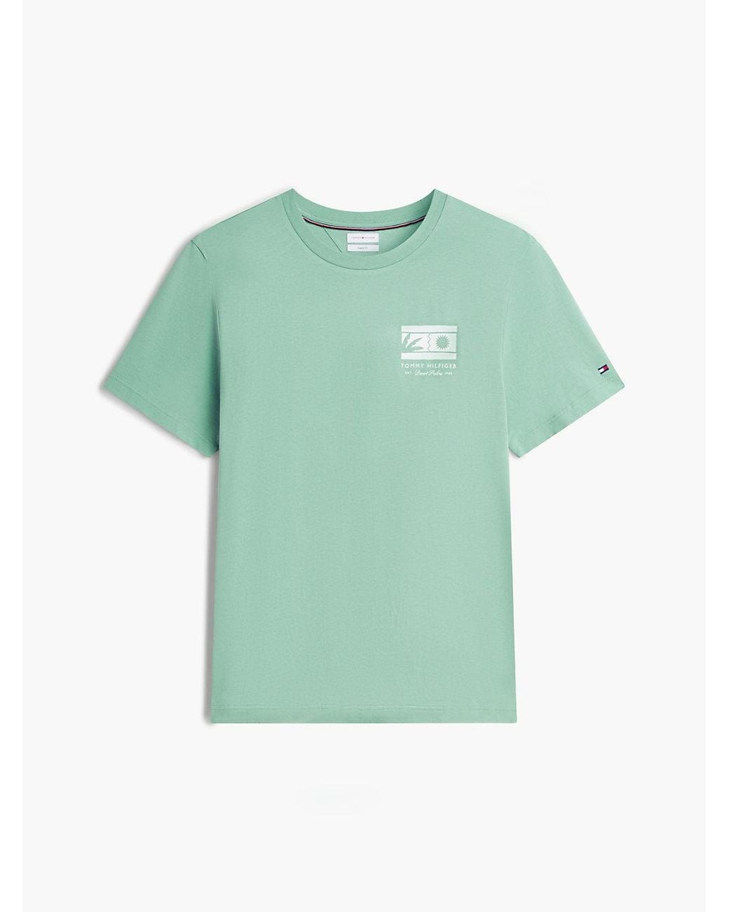 Tommy Hilfiger Green Logo Graphic Jersey Crew Neck T-Shirt for men