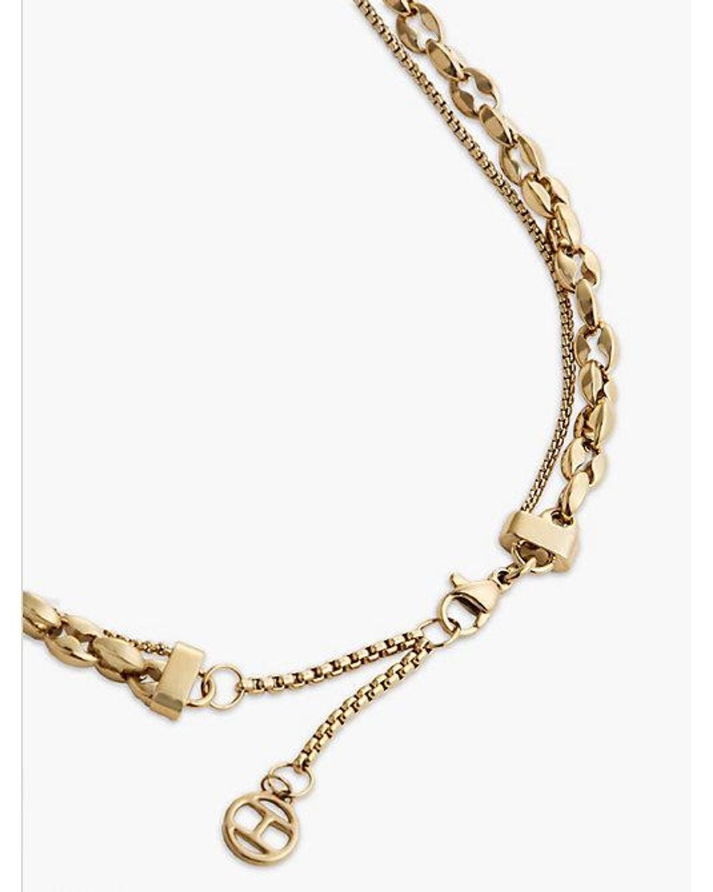 Tommy Hilfiger White Plated Stainless Steel Double Chain Necklace