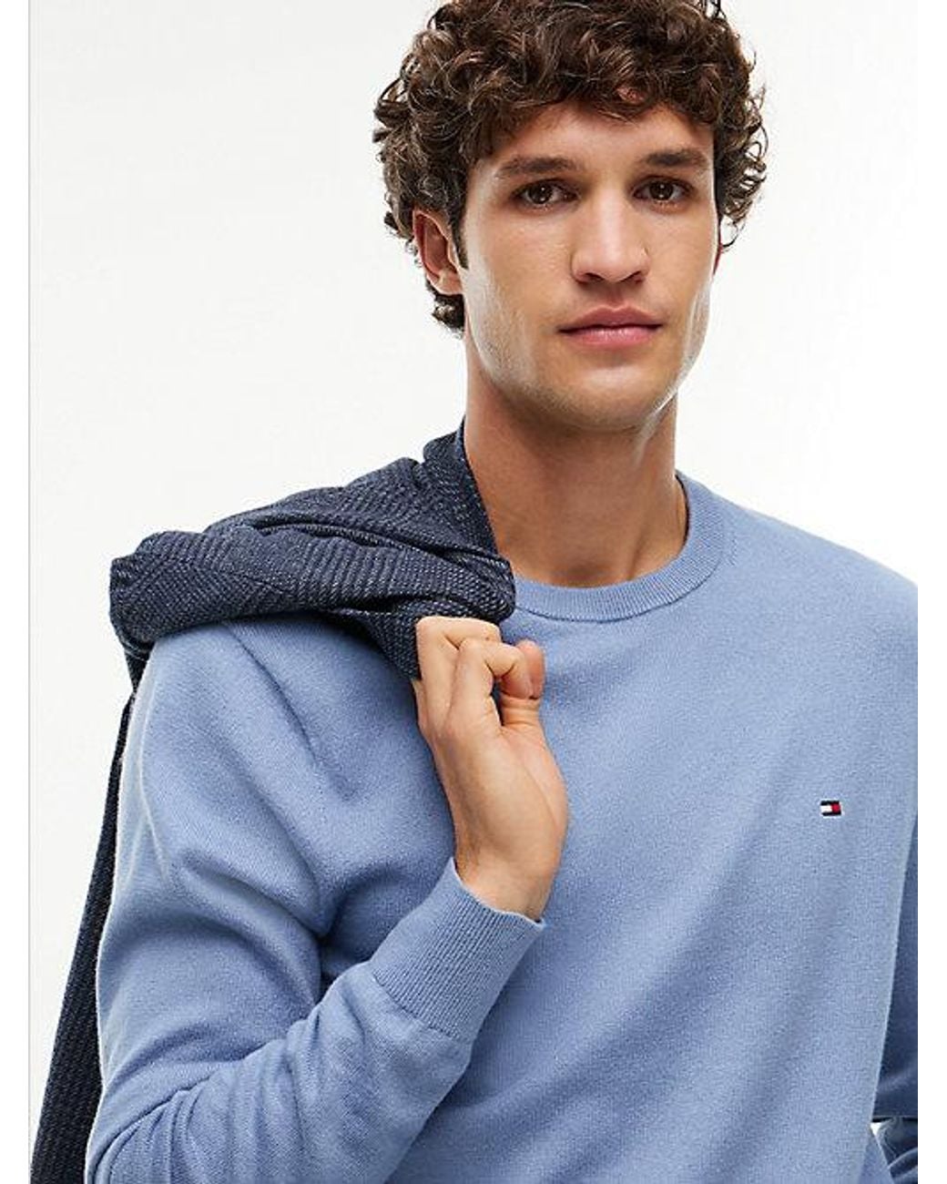 Tommy Hilfiger Blue Crew Neck Jumper With Cashmere for men