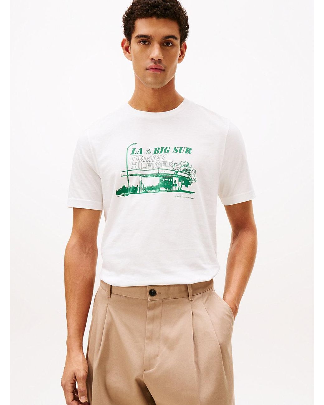 Tommy Hilfiger White Photo Print Jersey Crew Neck T-Shirt for men