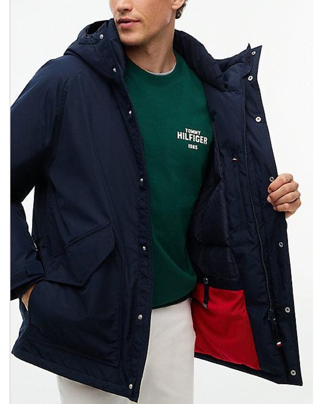 Tommy Hilfiger Blue Down Hooded Parka for men