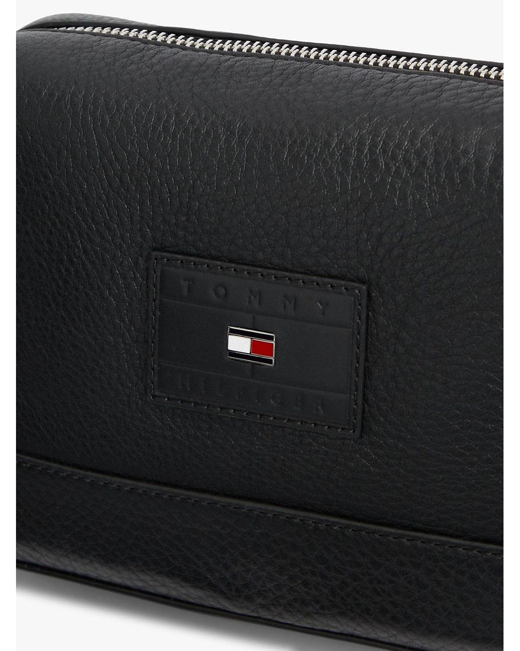 Tommy Hilfiger Black Pebble Grain Leather Crossbody Bag for men