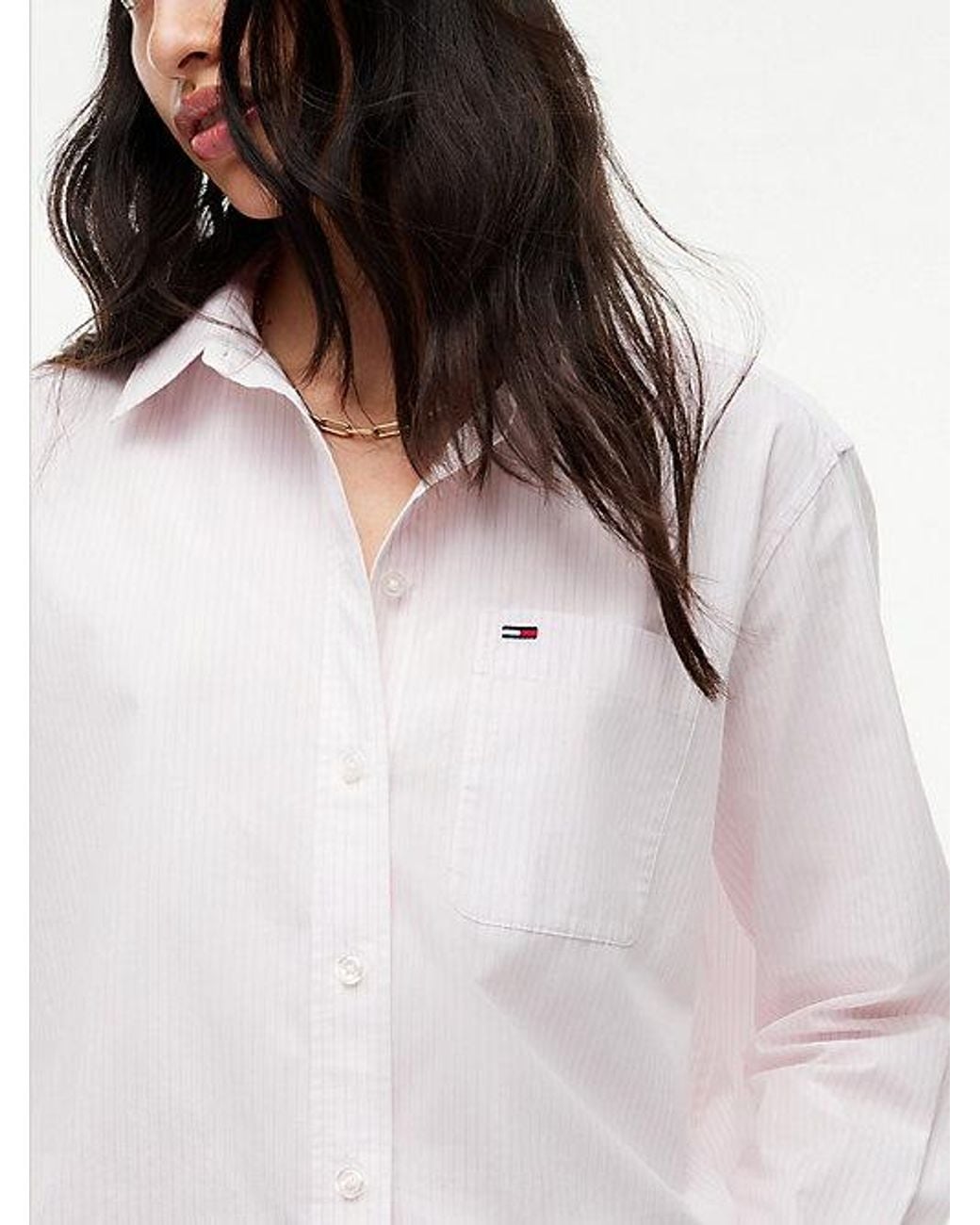 Tommy Hilfiger White Relaxed Fit Yarn Dyed Poplin Shirt