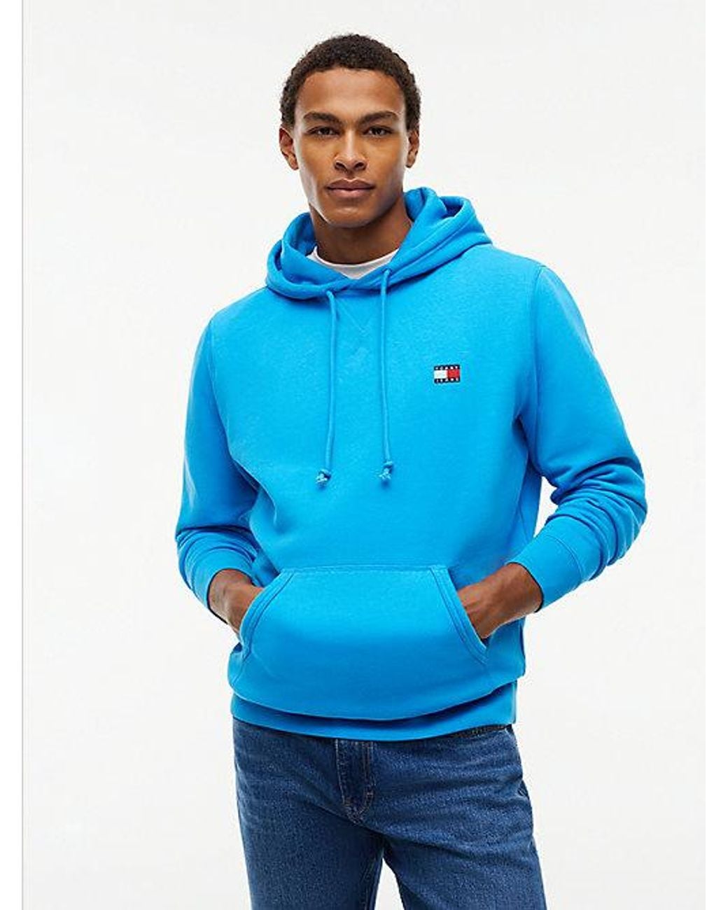 Tommy Hilfiger Blue Tommy Jeans Tommy Badge Fleece Drawstring Hoody for men