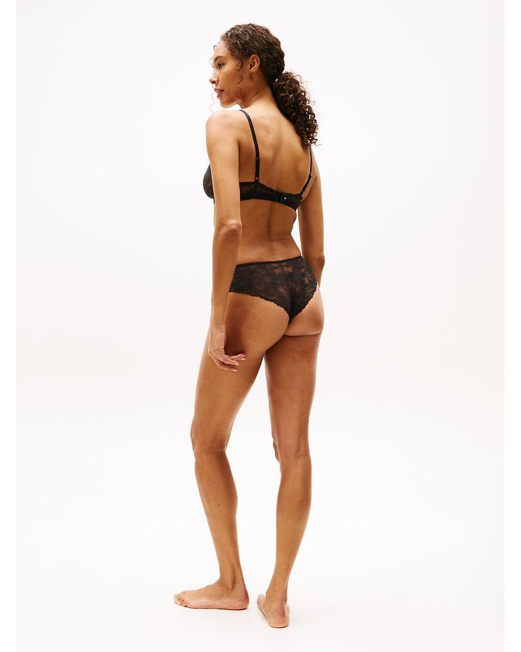Tommy Hilfiger Black Floral Lace Triangle Bra