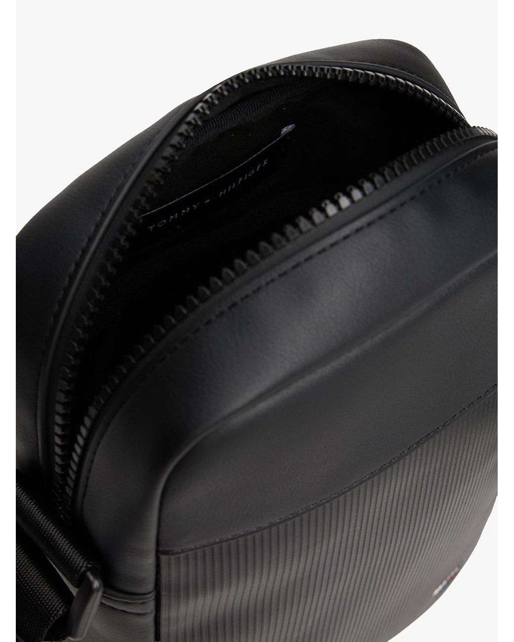 Tommy Hilfiger Black Hilfiger Flag Ribbed Crossbody Reporter Bag for men