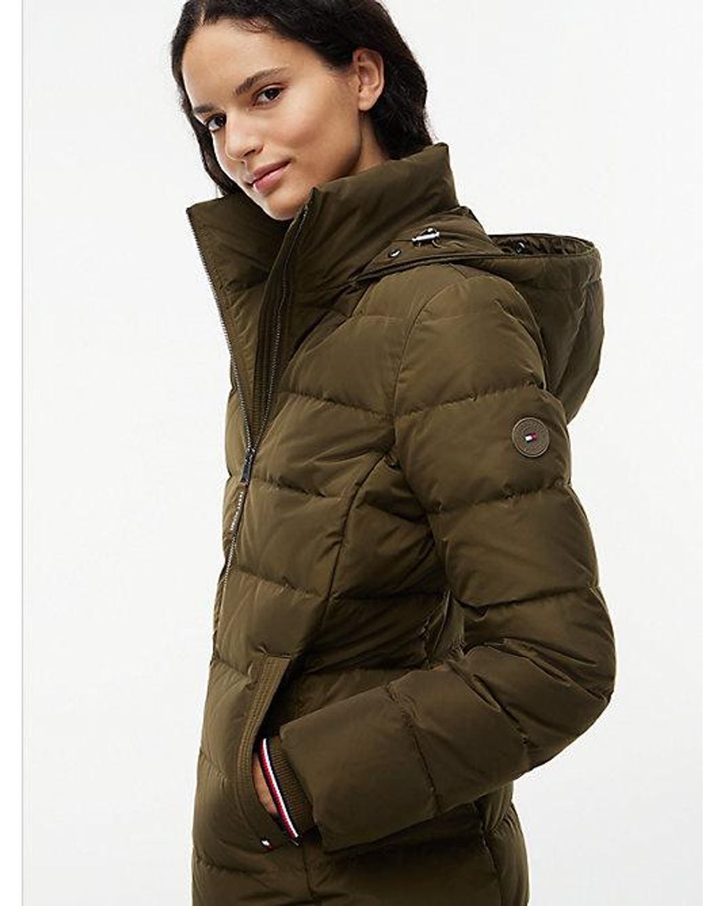 Tommy Hilfiger Multicolor Water Repellent Down Slim Hooded Coat