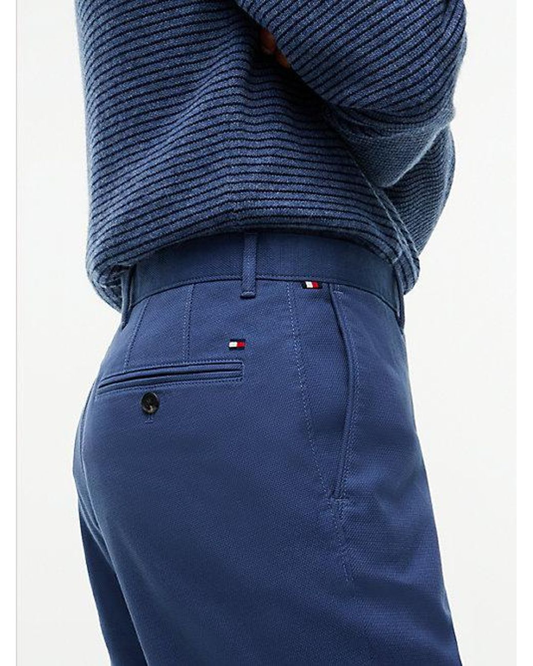 Tommy Hilfiger Blue Dover Regular Straight Open Structured Chinos for men