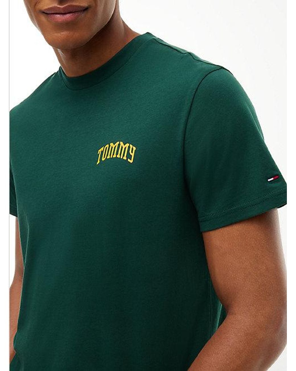 Tommy Hilfiger Green Tommy Jeans Logo Slim Jersey T-Shirt for men
