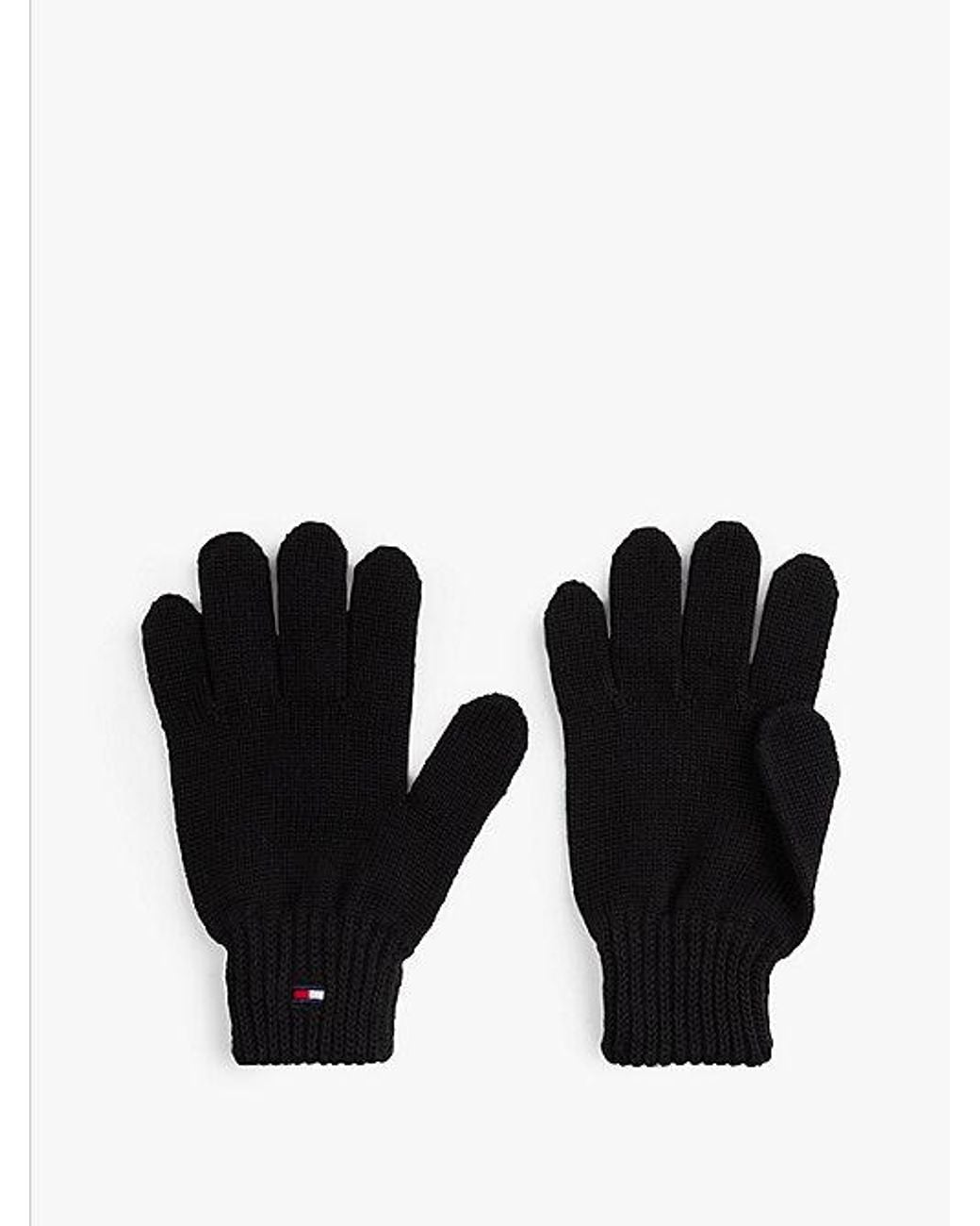 Tommy Hilfiger Black Flag Embroidery Beanie And Gloves Gift Set