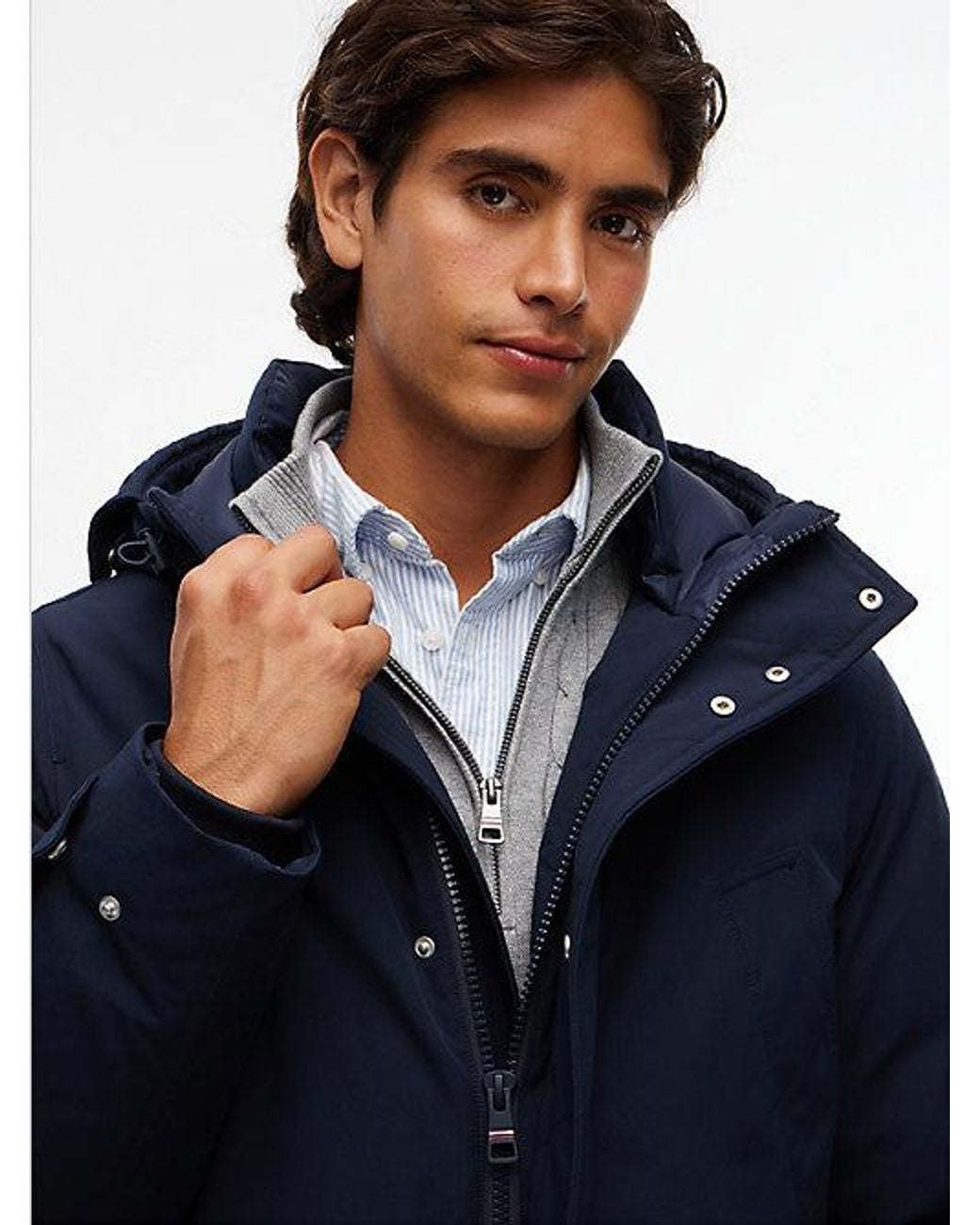 Tommy Hilfiger Blue Logo Patch Down Hooded Rockie Parka for men