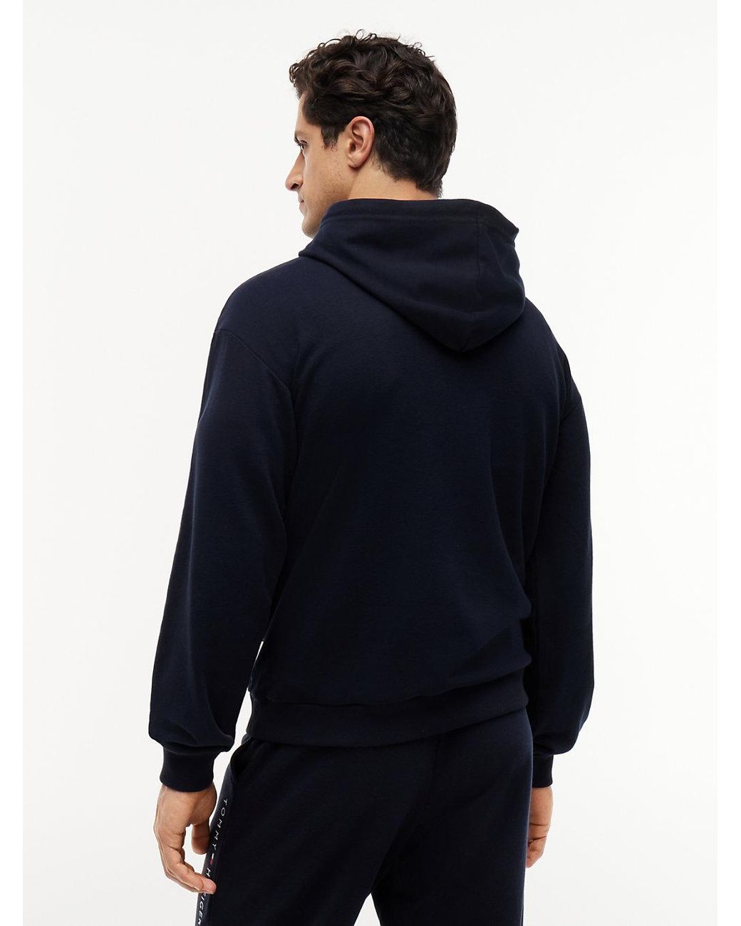 Tommy Hilfiger Blue Th Original Logo Drawstring Lounge Hoody for men