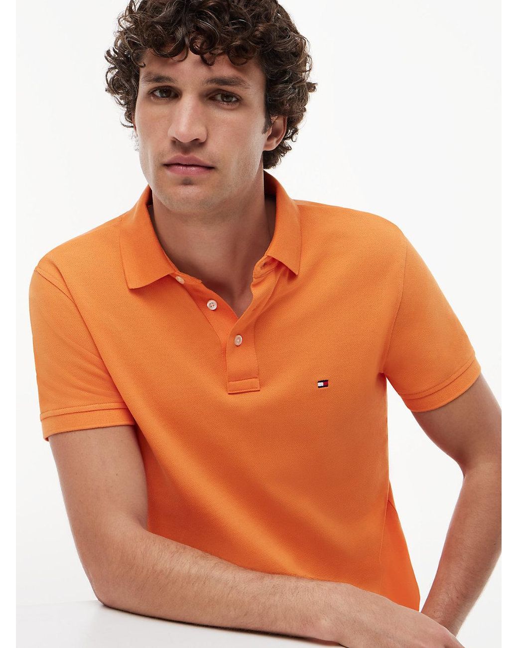 Tommy Hilfiger Red 1985 Slim Fit Pique Polo Shirt for men