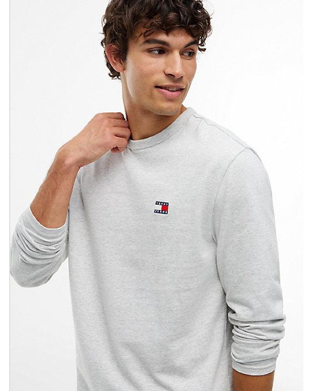 Tommy Hilfiger Gray Badge Jersey Long Sleeve T-Shirt for men