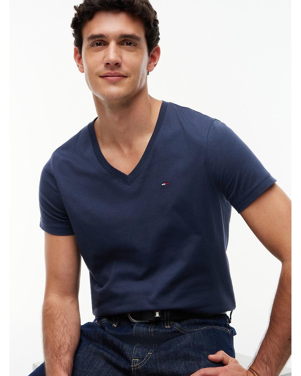 Tommy Hilfiger Blue V-neck T-shirt for men