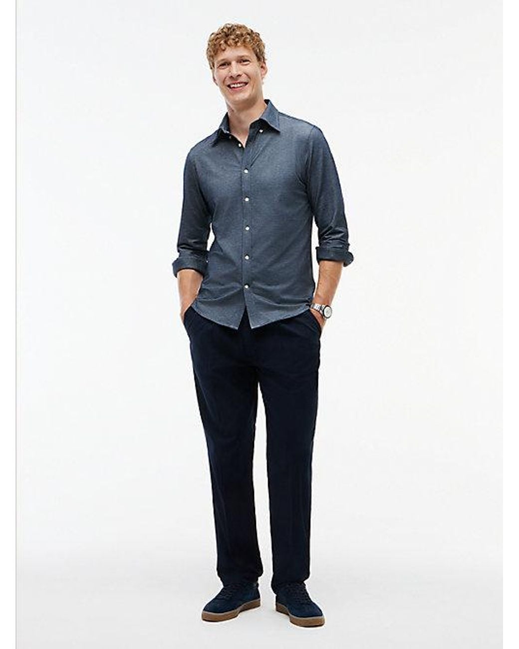 Tommy Hilfiger Blue Performance Slim Fit Pique Oxford Shirt for men