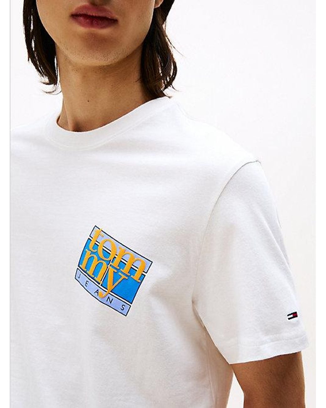 Tommy Hilfiger White Flag Logo Jersey Crew Neck T-shirt for men
