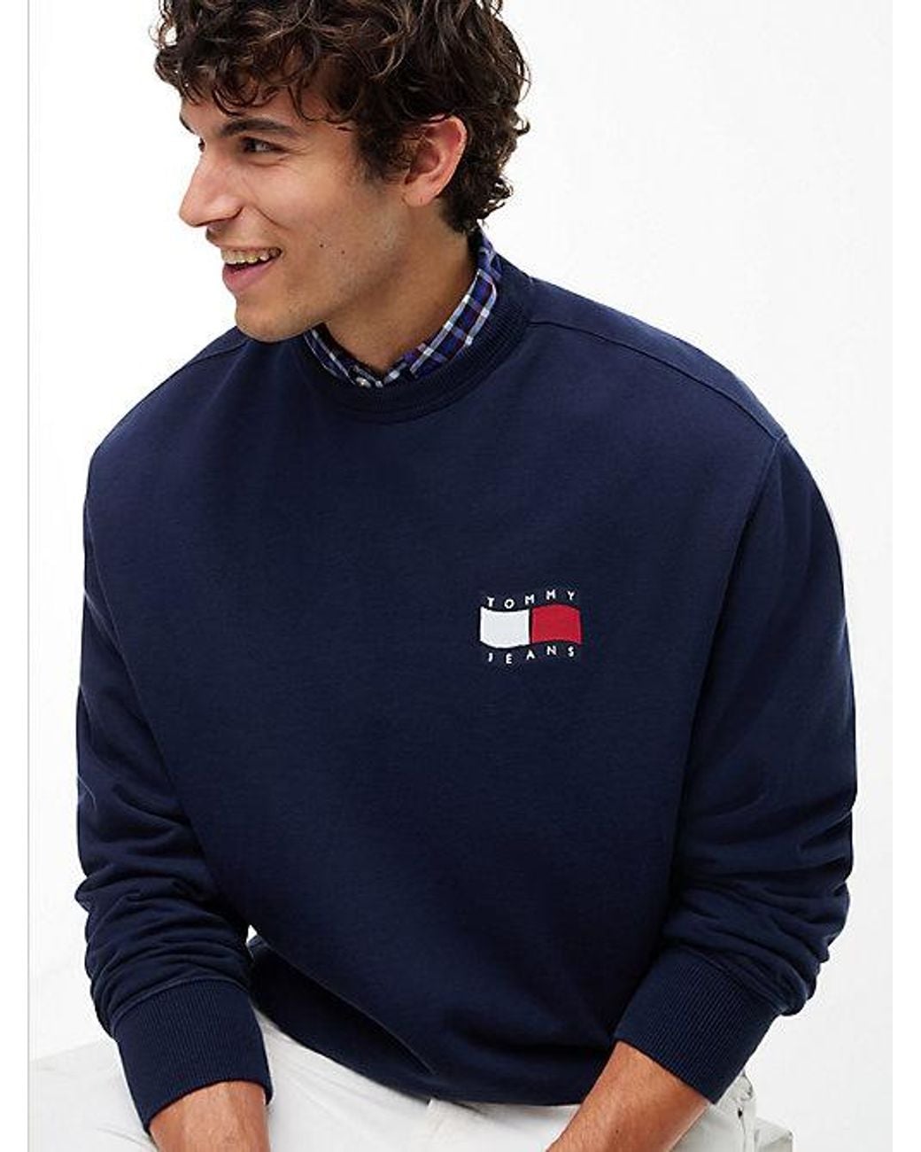 Tommy Hilfiger Blue Back Wavy Flag Terry Relaxed Sweatshirt for men