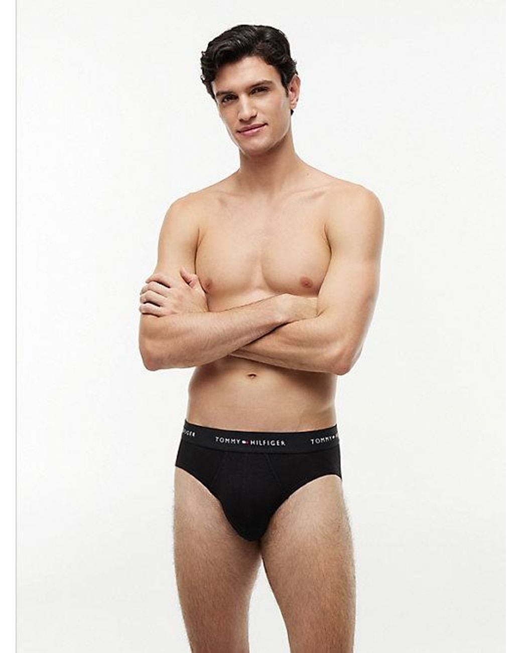 Tommy Hilfiger Black 3 Pack Signature Repeat Logo Waistband Briefs for men