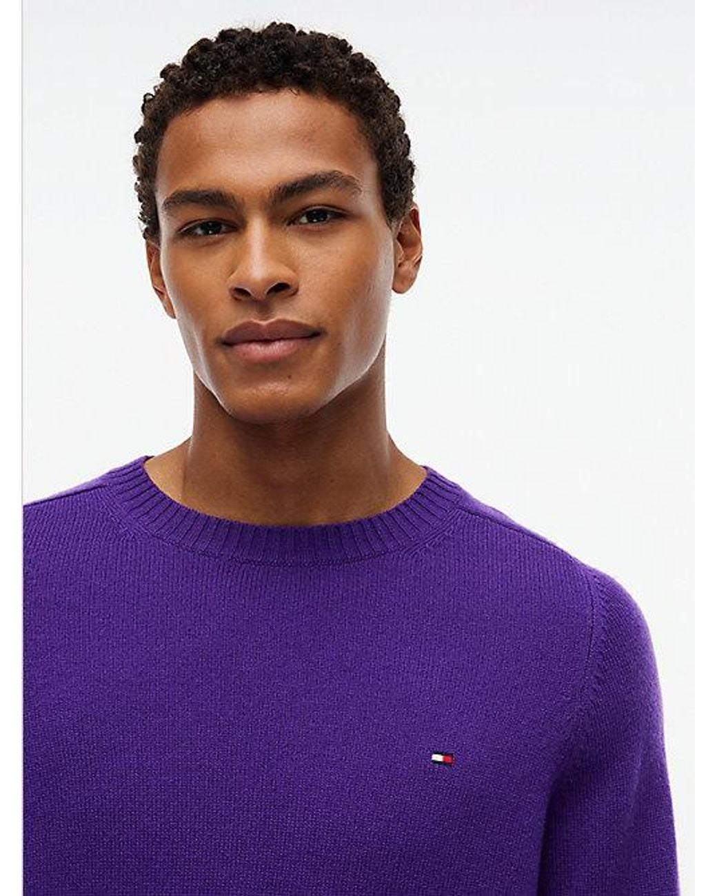 Tommy Hilfiger Purple Pure Lambswool Crew Neck Jumper for men