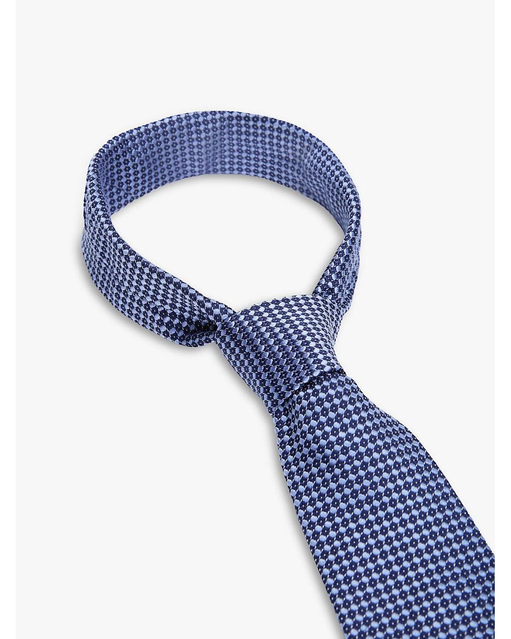 Tommy Hilfiger Blue Pure Silk Jacquard Micro Geometric Tie for men