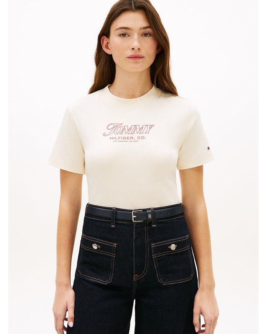 Tommy Hilfiger White Logo Interlock Knit T-Shirt