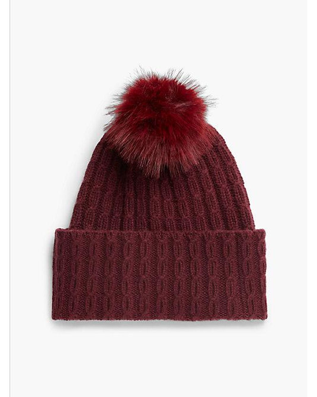 Tommy Hilfiger Red Pom Pom Beanie With Cashmere