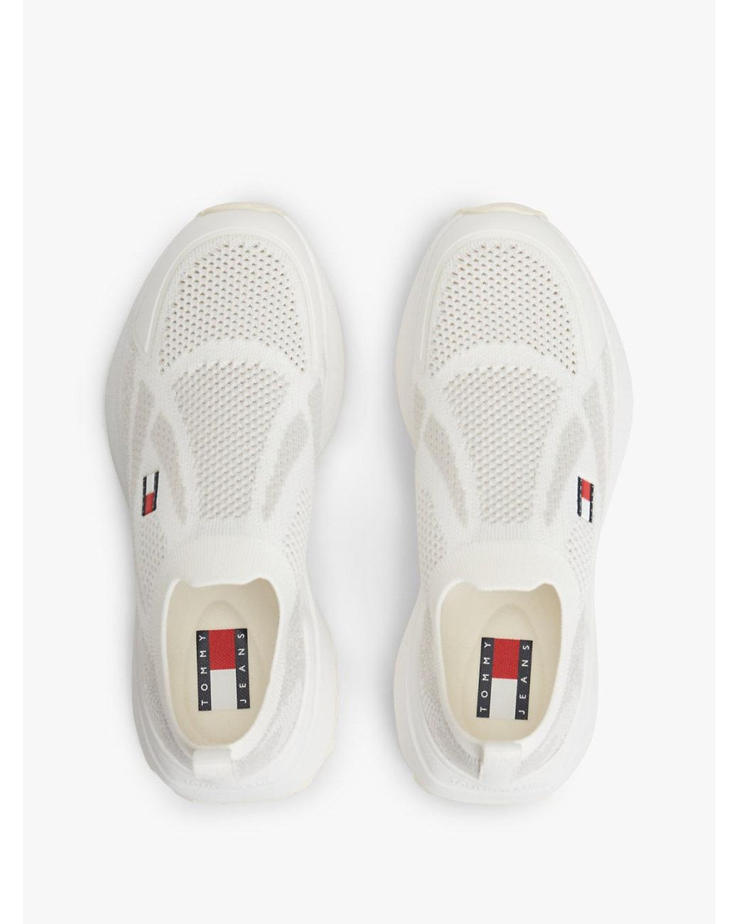 Tommy Hilfiger White Logo Knit Cleat Slip-On Trainers